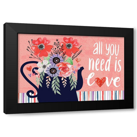 All You Need is Love Black Modern Wood Framed Art Print with Double Matting by ND Art