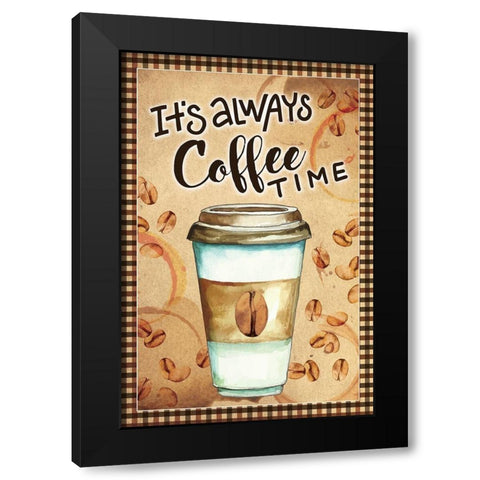 Coffee Time Black Modern Wood Framed Art Print by ND Art