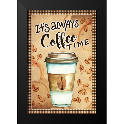 Coffee Time Black Modern Wood Framed Art Print by ND Art