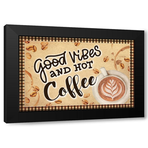 Good Vibes Black Modern Wood Framed Art Print by ND Art