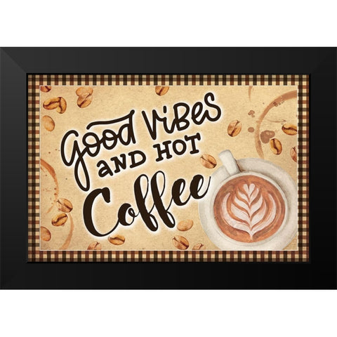 Good Vibes Black Modern Wood Framed Art Print by ND Art