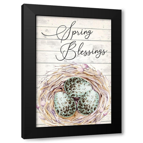 Spring Blessings Black Modern Wood Framed Art Print by ND Art