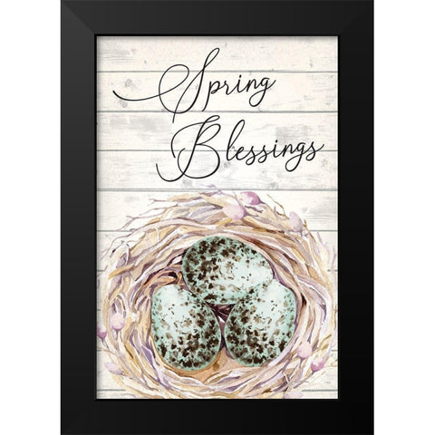 Spring Blessings Black Modern Wood Framed Art Print by ND Art