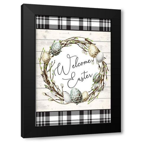 Welcome Easter Black Modern Wood Framed Art Print by ND Art
