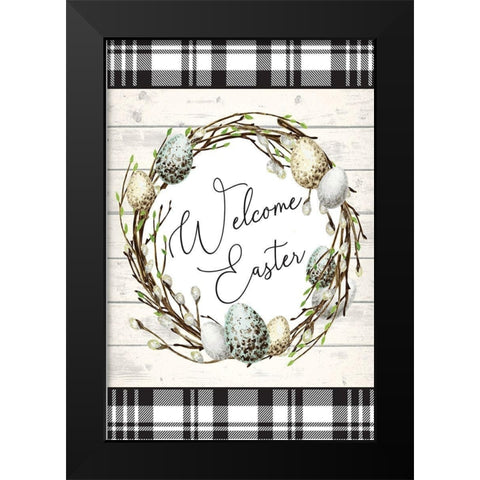 Welcome Easter Black Modern Wood Framed Art Print by ND Art
