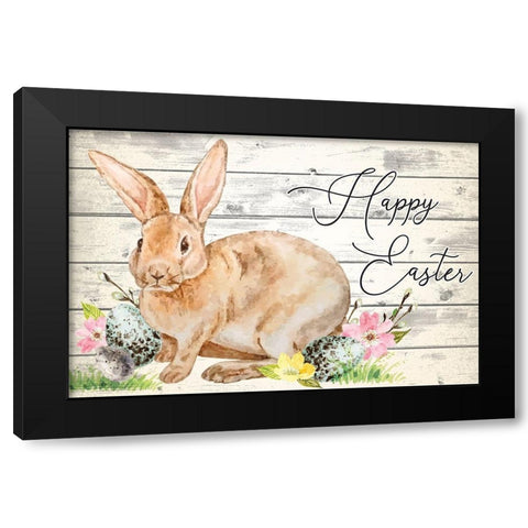 Happy Easter Black Modern Wood Framed Art Print by ND Art