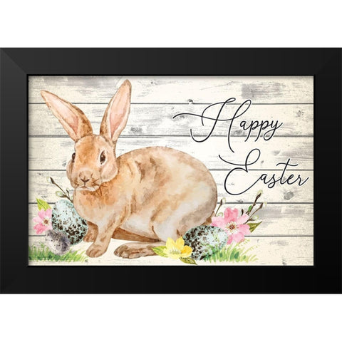 Happy Easter Black Modern Wood Framed Art Print by ND Art