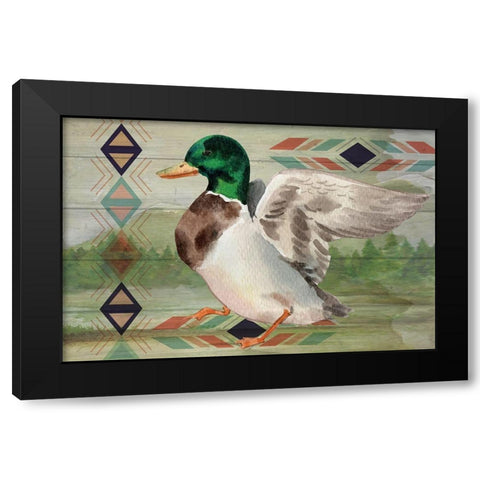 Duck Black Modern Wood Framed Art Print by ND Art