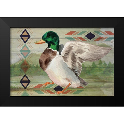 Duck Black Modern Wood Framed Art Print by ND Art