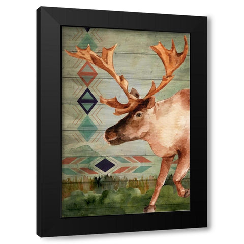 Moose Black Modern Wood Framed Art Print by ND Art