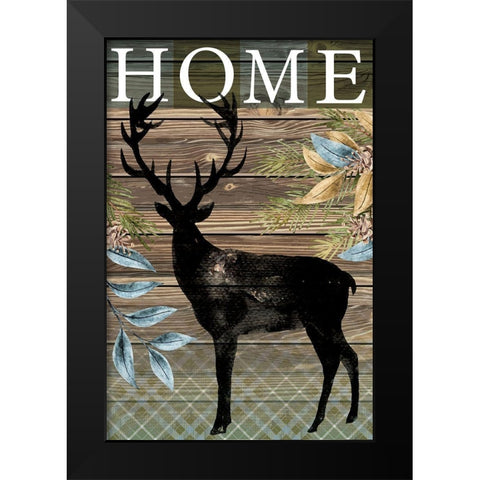 Home Elk Black Modern Wood Framed Art Print by ND Art
