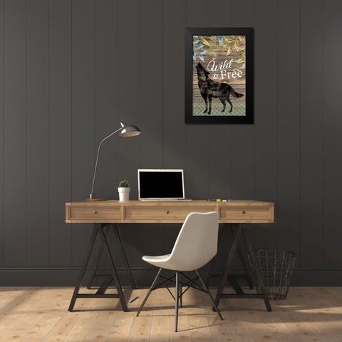 Wild Wolf Black Modern Wood Framed Art Print by ND Art