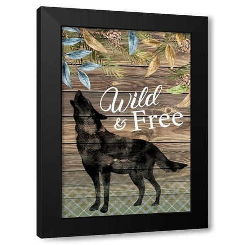 Wild Wolf Black Modern Wood Framed Art Print by ND Art