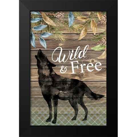 Wild Wolf Black Modern Wood Framed Art Print by ND Art
