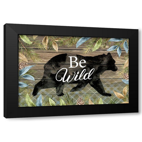 Wild Bear Black Modern Wood Framed Art Print with Double Matting by ND Art
