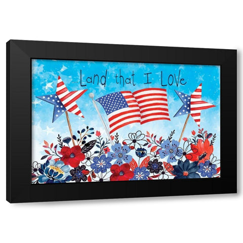 Land That I Love Black Modern Wood Framed Art Print by ND Art
