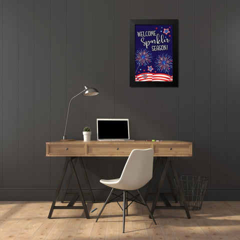 Sparkler Season Black Modern Wood Framed Art Print by ND Art