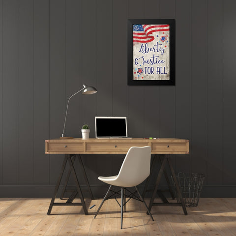 Liberty and Justice Black Modern Wood Framed Art Print by ND Art