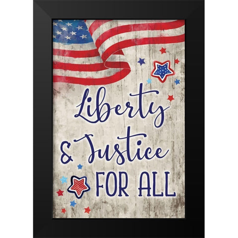 Liberty and Justice Black Modern Wood Framed Art Print by ND Art