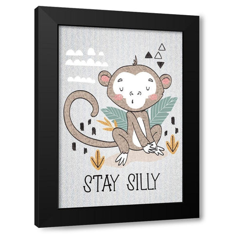 Stay Silly Black Modern Wood Framed Art Print with Double Matting by ND Art