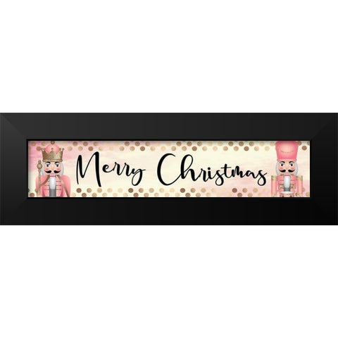 Merry Christmas Black Modern Wood Framed Art Print by ND Art