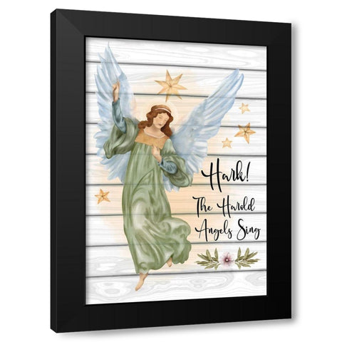 Angels Sing Black Modern Wood Framed Art Print by ND Art