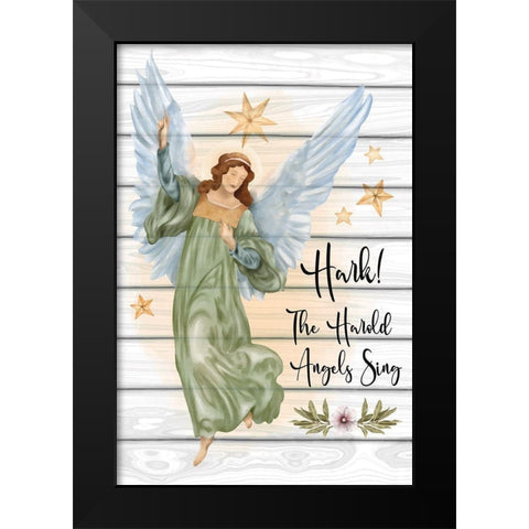 Angels Sing Black Modern Wood Framed Art Print by ND Art