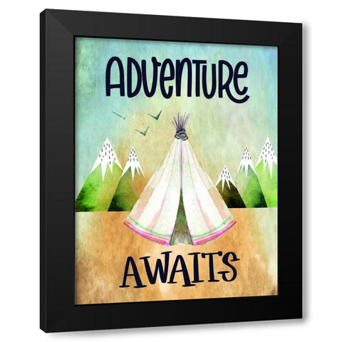 Adventure Awaits Black Modern Wood Framed Art Print with Double Matting by ND Art