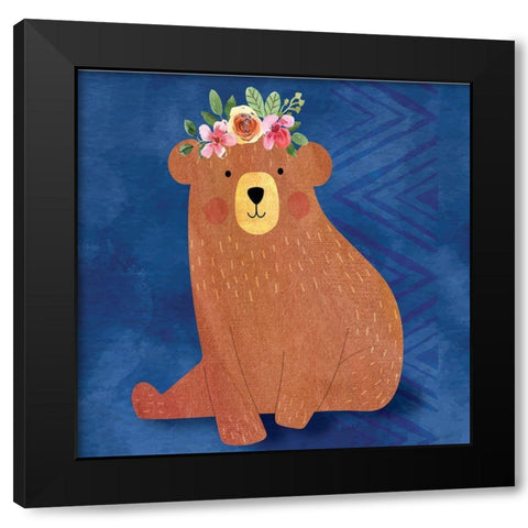 Brave Bear II Black Modern Wood Framed Art Print with Double Matting by ND Art