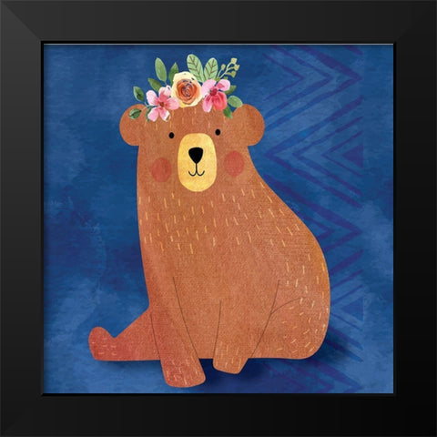 Brave Bear II Black Modern Wood Framed Art Print by ND Art