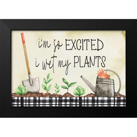 Wet My Plants Black Modern Wood Framed Art Print by ND Art