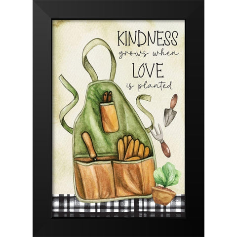 Kindness Grows Black Modern Wood Framed Art Print by ND Art