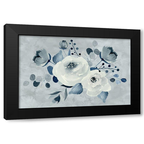Gray Floral II Black Modern Wood Framed Art Print by ND Art