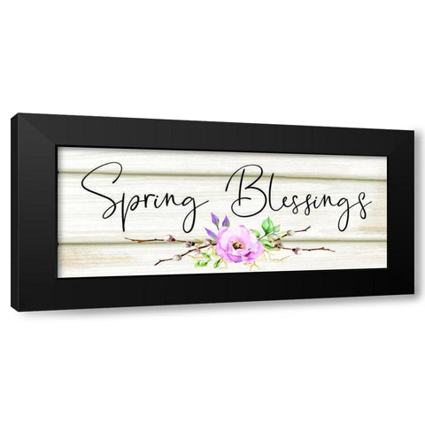 Spring Blessings Black Modern Wood Framed Art Print by ND Art