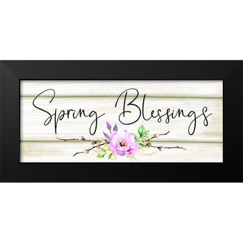Spring Blessings Black Modern Wood Framed Art Print by ND Art