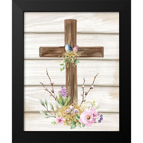 Easter Cross Black Modern Wood Framed Art Print by ND Art