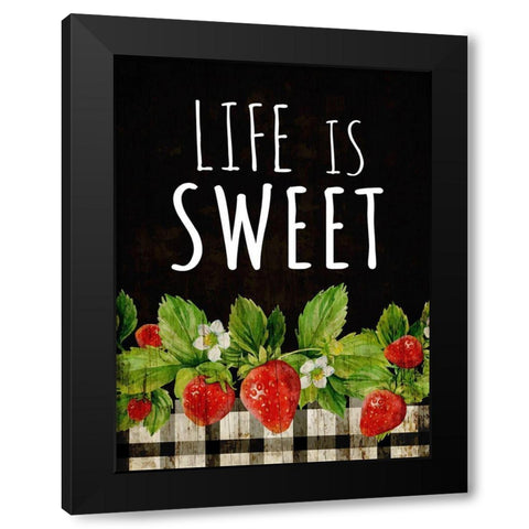 Life is Sweet Black Modern Wood Framed Art Print by ND Art