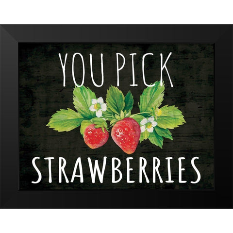 You Pick Strawberries Black Modern Wood Framed Art Print by ND Art