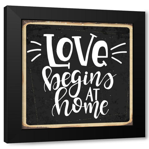 Love Begins Black Modern Wood Framed Art Print with Double Matting by ND Art