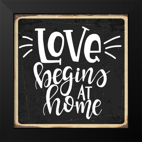 Love Begins Black Modern Wood Framed Art Print by ND Art