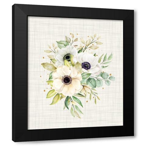 Wedding Flowers Black Modern Wood Framed Art Print by ND Art