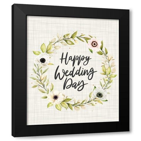 Happy Wedding Day Black Modern Wood Framed Art Print with Double Matting by ND Art