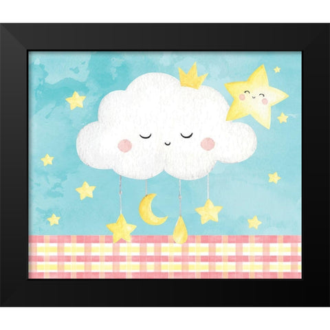Nursery Stars Black Modern Wood Framed Art Print by ND Art