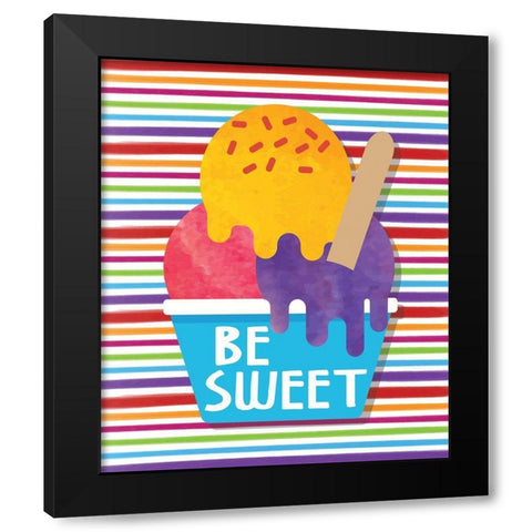 Be Sweet Black Modern Wood Framed Art Print by ND Art