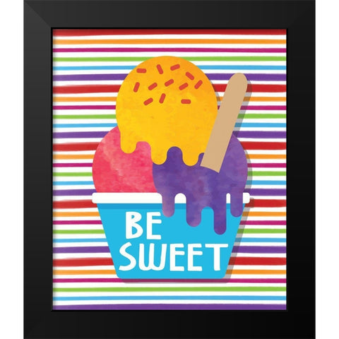 Be Sweet Black Modern Wood Framed Art Print by ND Art