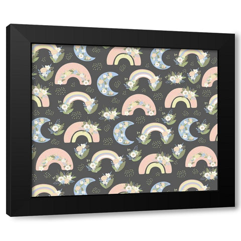 Rainbow Pattern Black Modern Wood Framed Art Print by ND Art