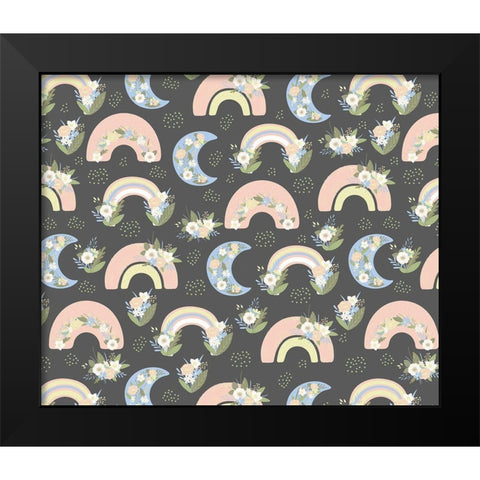 Rainbow Pattern Black Modern Wood Framed Art Print by ND Art