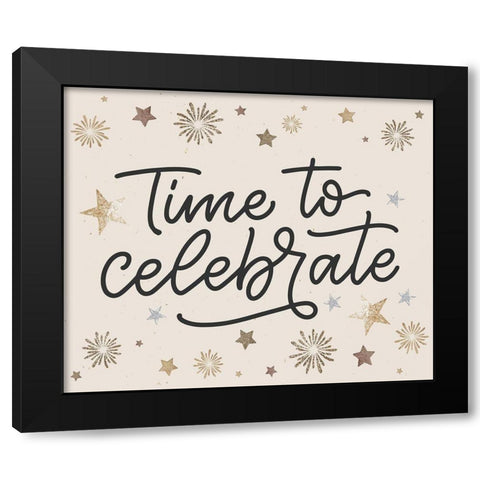 Celebrate Black Modern Wood Framed Art Print with Double Matting by ND Art