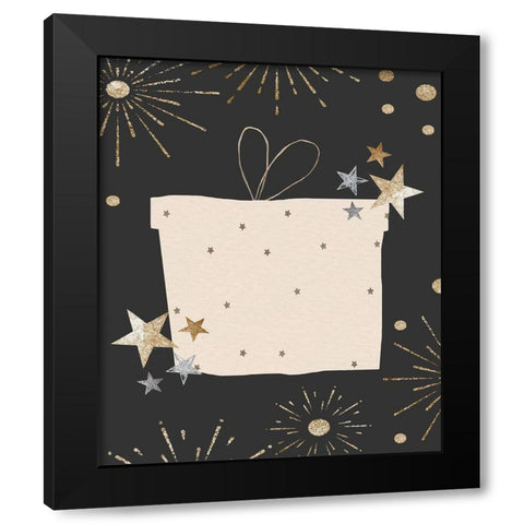 Birthday Present Black Modern Wood Framed Art Print by ND Art