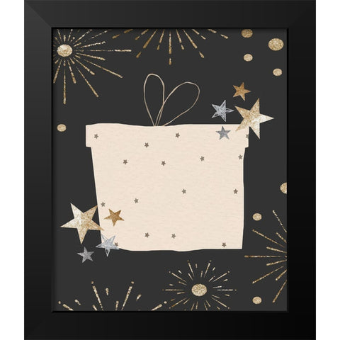 Birthday Present Black Modern Wood Framed Art Print by ND Art